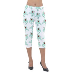 Squidward In Repose Pattern Lightweight Velour Capri Leggings  by Valentinaart