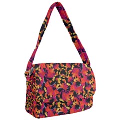 Red Floral Collage Print Design 2 Courier Bag by dflcprintsclothing
