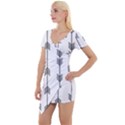 Black and white abstract pattern Short Sleeve Asymmetric Mini Dress View1