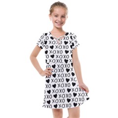 Xo Valentines Day Pattern Kids  Cross Web Dress by Valentinaart