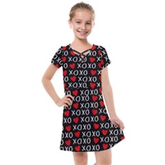 Xo Valentines Day Pattern Kids  Cross Web Dress by Valentinaart