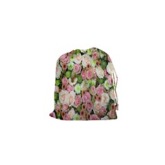 Pastel Pink Roses Drawstring Pouch (xs) by retrotoomoderndesigns