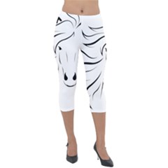 Animal Equine Face Horse Lightweight Velour Capri Leggings  by Wegoenart