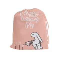 Happy Valentine s Day  Drawstring Pouch (xl) by alllovelyideas