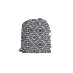 Black White Geometric Background Drawstring Pouch (small) by Pakrebo
