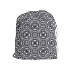 Black White Geometric Background Drawstring Pouch (xl) by Pakrebo