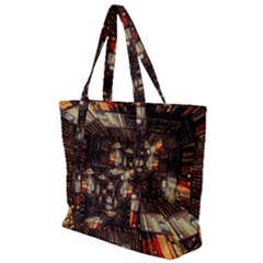 Library Tunnel Books Stacks Zip Up Canvas Bag by Pakrebo