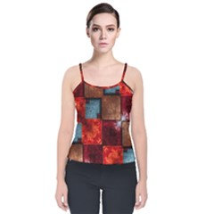 Abstract Depth Structure 3d Velvet Spaghetti Strap Top