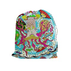 Supersonic Octopus Drawstring Pouch (xl) by chellerayartisans