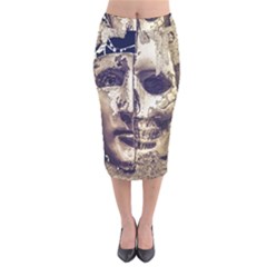 Creepy Photo Collage Artwork Velvet Midi Pencil Skirt by dflcprintsclothing