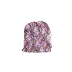 Romantic Pink Flowers Drawstring Pouch (xs) by retrotoomoderndesigns