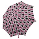 Waitress Uniform Dresses Nerdy Glasses Pattern Pink Hook Handle Umbrellas (Small) View2