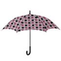 Waitress Uniform Dresses Nerdy Glasses Pattern Pink Hook Handle Umbrellas (Small) View3