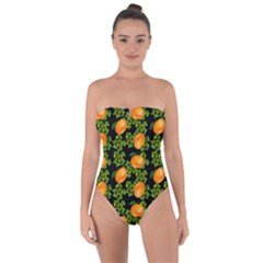 Citrus Tropical Orange Black Tie Back One Piece Swimsuit by snowwhitegirl