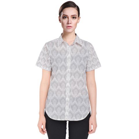 Damask Grey Women s Short Sleeve Shirt by snowwhitegirl
