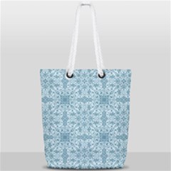 Ornamental Blue Full Print Rope Handle Tote (small) by snowwhitegirl