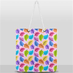 Colorful Leaves Full Print Rope Handle Tote (large) by snowwhitegirl