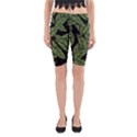 Tropical Leaves On Black Yoga Cropped Leggings View1