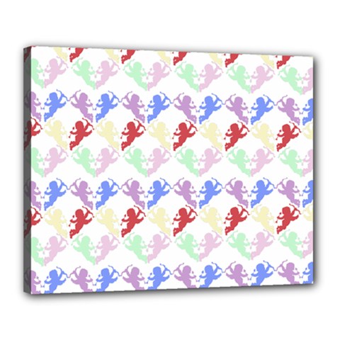 Colorful Cherubs White Canvas 20  X 16  (stretched) by snowwhitegirl