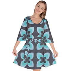 Retro Flower Blue Velour Kimono Dress by snowwhitegirl