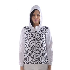 Abstract Black On White Circles Design Hooded Windbreaker (women) by LoolyElzayat