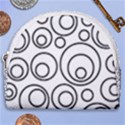 Abstract Black On White Circles Design White Horseshoe Style Canvas Pouch View1