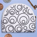 Abstract Black On White Circles Design White Horseshoe Style Canvas Pouch View2