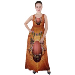 Wonderful Steampunk Easter Egg With Flowers Empire Waist Velour Maxi Dress by FantasyWorld7