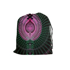 Fractal Traditional Fractal Hypnotic Drawstring Pouch (large) by Pakrebo