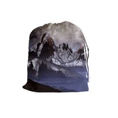 Mountains Moon Earth Space Drawstring Pouch (large) by Pakrebo