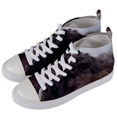 Laying In Dog Bed Women s Mid-top Canvas Sneakers by pauchesstore
