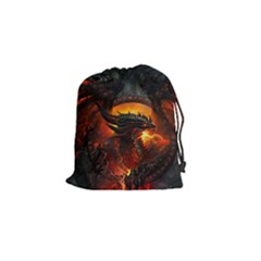 Dragon Legend Art Fire Digital Fantasy Drawstring Pouch (small) by Sudhe