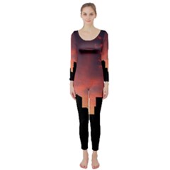 Skyline Panoramic City Architecture Long Sleeve Catsuit by Sudhe