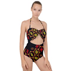 Algorithmic Drawings Scallop Top Cut Out Swimsuit by Sudhe