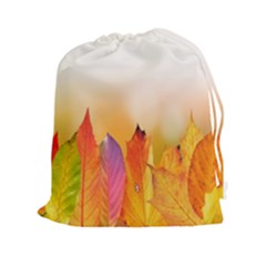 Autumn Leaves Colorful Fall Foliage Drawstring Pouch (xxl) by Sudhe