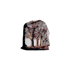 Autumn Fractal Forest Background Drawstring Pouch (xs) by Sudhe
