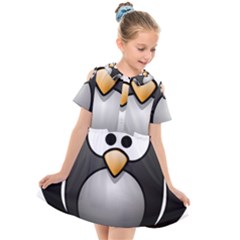 Penguin Birds Aquatic Flightless Kids  Short Sleeve Shirt Dress by Sudhe