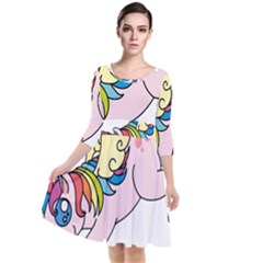 Unicorn Arociris Raimbow Magic Quarter Sleeve Waist Band Dress by Sudhe