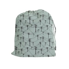 Telephone Lines Repeating Pattern Drawstring Pouch (xl) by Sudhe