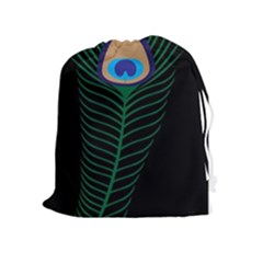 Peacock Feather Drawstring Pouch (xl) by Sudhe