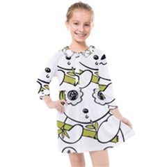 Panda China Chinese Furry Kids  Quarter Sleeve Shirt Dress by Sudhe
