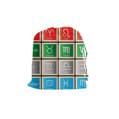 Set Of The Twelve Signs Of The Zodiac Astrology Birth Symbols Drawstring Pouch (medium) by Sudhe