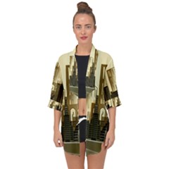 Architecture City House Open Front Chiffon Kimono by Sudhe