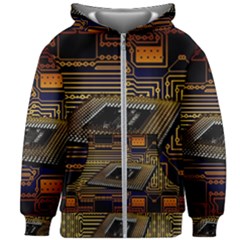 Processor Cpu Board Circuits Kids  Zipper Hoodie Without Drawstring by Sudhe