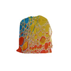 Bubbles Abstract Lights Yellow Drawstring Pouch (medium) by Sudhe
