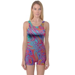 Fractal Bright Fantasy Design One Piece Boyleg Swimsuit by Sudhe