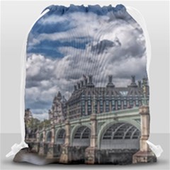 Architecture Big Ben Bridge Buildings Drawstring Bag (large) by Sudhe