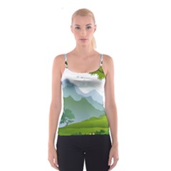 Forest Landscape Photography Illustration Spaghetti Strap Top by Sudhe