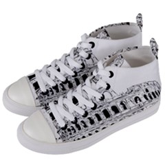 Line Art Architecture Women s Mid-top Canvas Sneakers by Sudhe