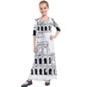 Line Art Architecture Kids  Quarter Sleeve Maxi Dress View1